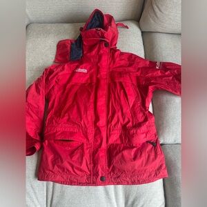 Columbia Red Waterproof Raincoat with Hood